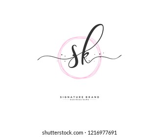 S K SK initial logo handwriting  template vector