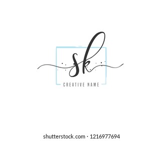 S K SK initial logo handwriting  template vector