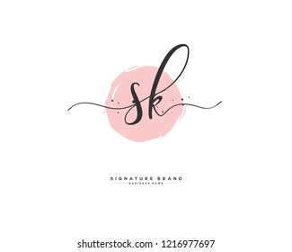 S K SK initial logo handwriting  template vector