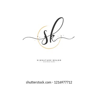 S K SK initial logo handwriting  template vector