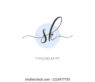 S K SK initial logo handwriting  template vector