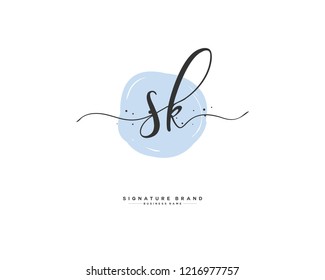 S K SK initial logo handwriting  template vector