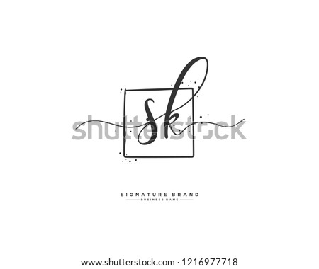 S K SK initial logo handwriting  template vector