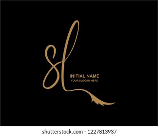 S L Initial Handwriting Logo Template