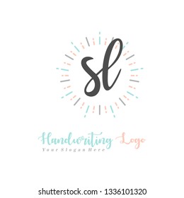 S L Initial handwriting logo vector