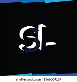 S L Initial Letter logo in negative space vector template