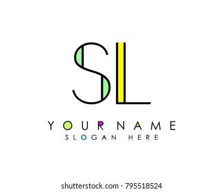 S & L initial minimalist logo template vector