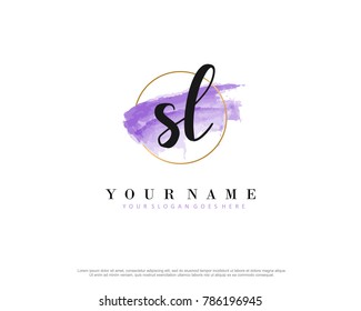 S L Initial water color logo template vector