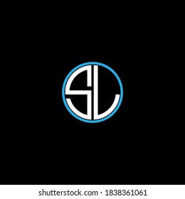 S L letter logo custom design on black color background, sl monogram