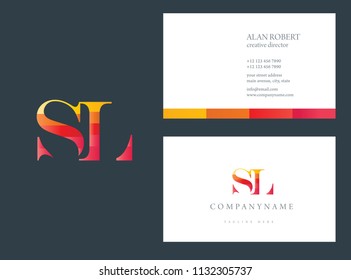 S and L multicolor letter joint logo design with business card template