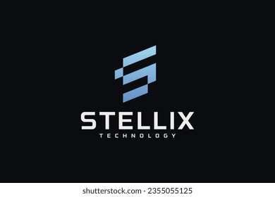 S latter technology logo and icon
