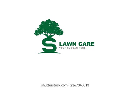 S lawn care logo design inspiration. Vector letter template design for brand.