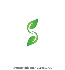 S Leaf Letter Logo Design Template 