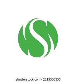 S leaf logo design. Natural concept logo design S with leaf icon