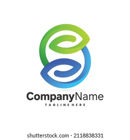s leaf logo, initial letter s logo