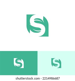 S Leaf Logo vector Template