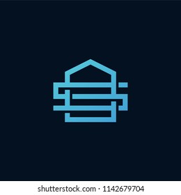 s letter 5 number shield logo vector icon line outline