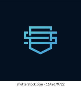 s letter 5 number shield logo vector icon line outline