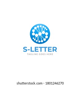 S Letter Abstract Logo - Science Vector Icon - Link Symbol Design - Zellen Monogramm Illustration