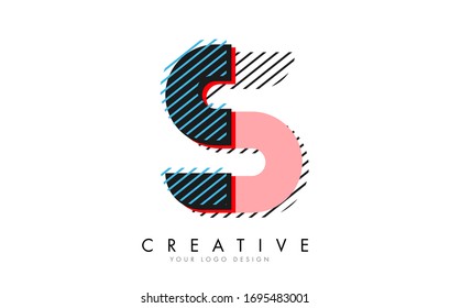 S Letter With An Abstract Pop Art Logo Design. Colorful Retro Vector Illustration.