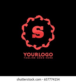 S Letter Abstract vector logo template concept illustration. Circle Flag business sign. Flame fire icon. Gas insignia. Design element.