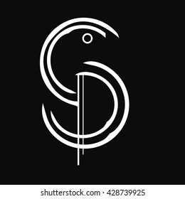 S letter abstract white black