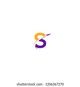 S letter with aeroplane vector logo design