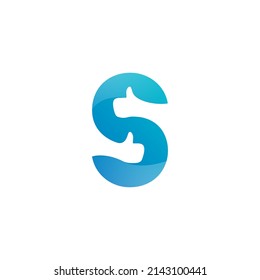 S Letter Alphabel Social Hand Like Thumb Vector Abstract Illustration Logo Icon Design Template Element