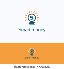 S letter alphabet bulb idea coin coins edge rays growth trade finance smart logo