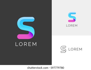 S Letter Alphabet Colorful Blue Abstract Business Logo Template