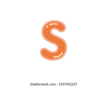 S letter alphabet orange candy jelly glossy vector isolated on white background 