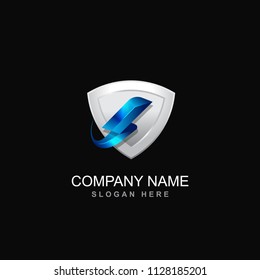 S letter alphabet shield security vector logo design