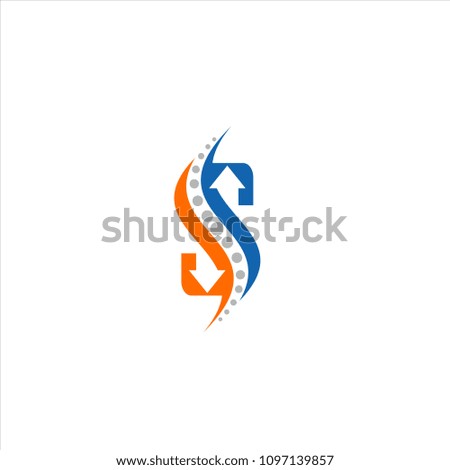 s letter arrow up down concept logo