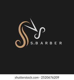 s letter arrow hair cut logo icon vector concept design template