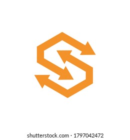 S Letter Arrow Logo Template Illustration Design. Two arrow letter s icon. Stock illustration.