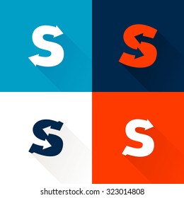 S letter with arrows set. Vector design template elements for your application or corporate identity.