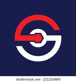 S Letter Automobile  Repairing Workshop Garage  Tools Fix Setting Logo