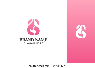 S Letter Beauty Face Pink Logo Design Vector