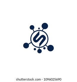 S letter. bio technology. dot concept logo