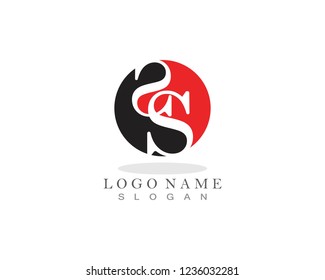 S letter black and red logo and symbol
