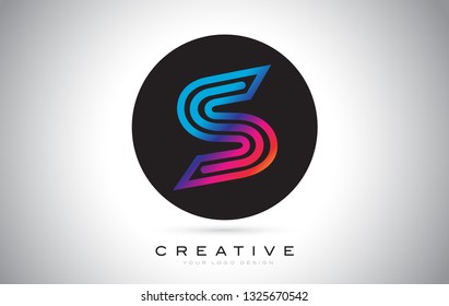 S Letter Blue Purple Monogram Logo Design. Colorful Vibrant Modern S Icon Design Vector Illustration.