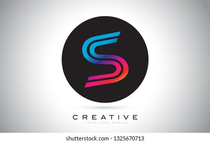 S Letter Blue Purple Monogram Logo Design. Colorful Vibrant Modern S Icon Design Vector Illustration.