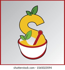 S Letter with bowl logo herbal