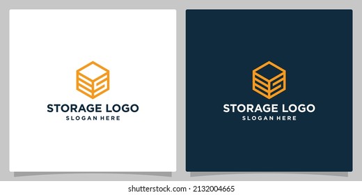 S letter and box logo concept. Logistic or storage logo. Premium Vector