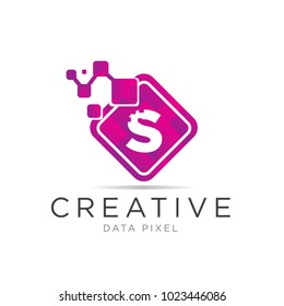 s letter box pixel logo