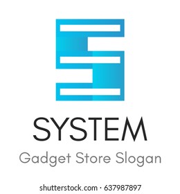 "S" letter bright logo for technological or electrical company or gadget store.