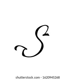 S letter brushstyle handwritten vector