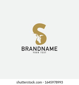 S letter with bull horn logo initial logotype icon vector in elegant simple style