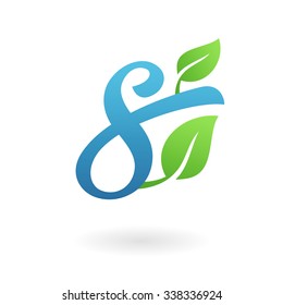 s letter business logo design template abstract calligraphic text vector elements for corporate identity emblem label or icon of eco friendly company earth farm life abstract natural ecosystem sprout