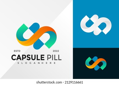 S Letter Capsule Pill Logo Design Vector illustration template